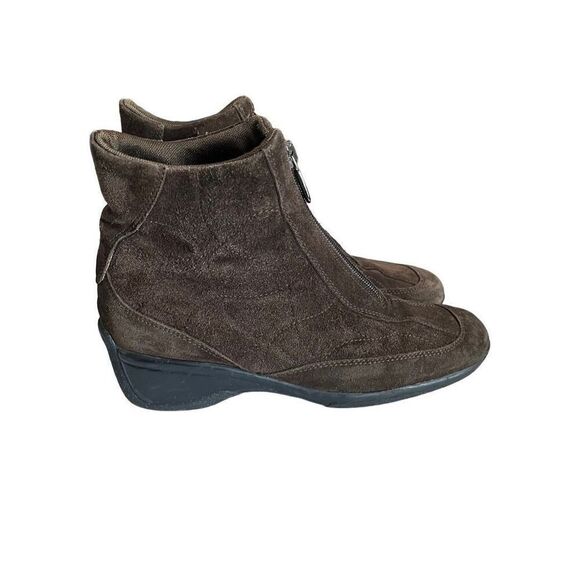 AQUATALIA by Marvin K Womens 6 Zip Front Wedge Weatherproof Brown Quilted Look S - Picture 5 of 11